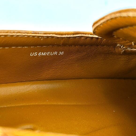 Vince Ghita Loafers 6 Croc Leather Gold Yellow Platform Slip On Comfort - Picture 4 of 10
